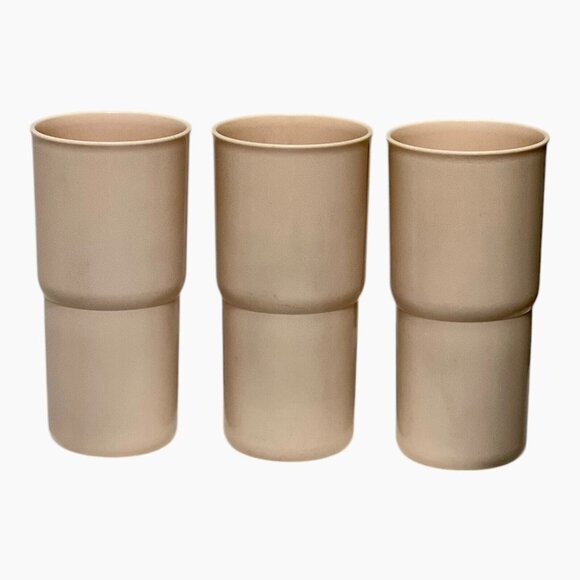 Tupperware 18oz Cups Tumblers Blush/Light Pink # 24138 Stackable J Set 3 Vintage - Picture 1 of 5